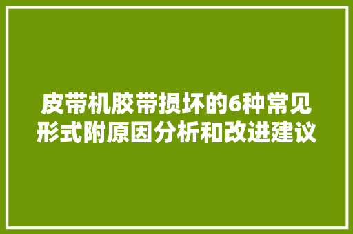 皮带机胶带损坏的6种常见形式附原因分析和改进建议