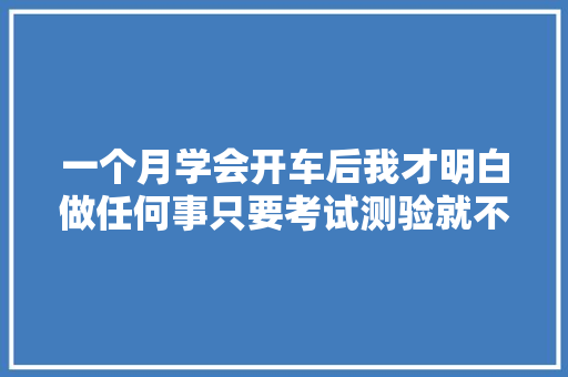 一个月学会开车后我才明白做任何事只要考试测验就不难  第1张