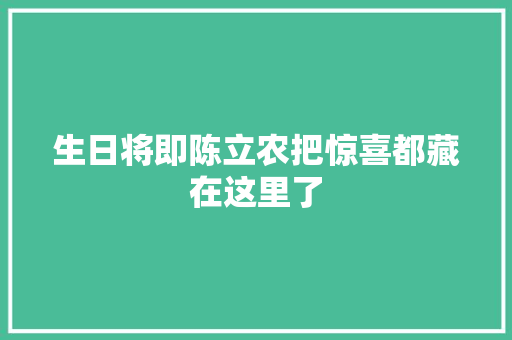 生日将即陈立农把惊喜都藏在这里了