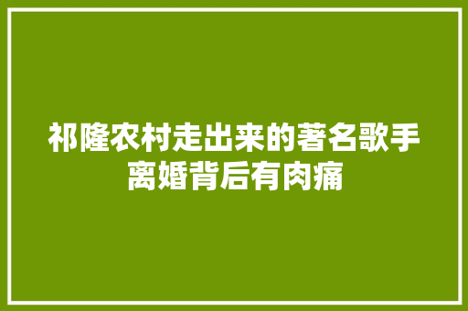 祁隆农村走出来的著名歌手离婚背后有肉痛  第1张