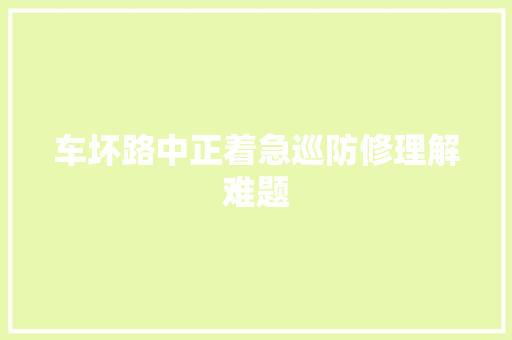 车坏路中正着急巡防修理解难题