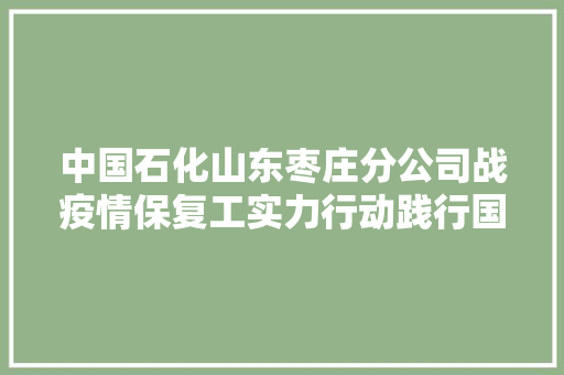 中国石化山东枣庄分公司战疫情保复工实力行动践行国企担当