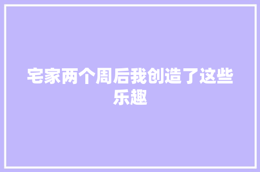 宅家两个周后我创造了这些乐趣