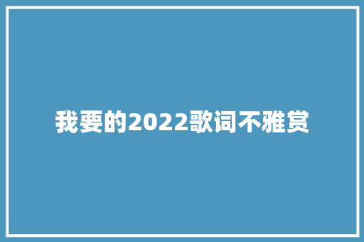 我要的2022歌词不雅赏
