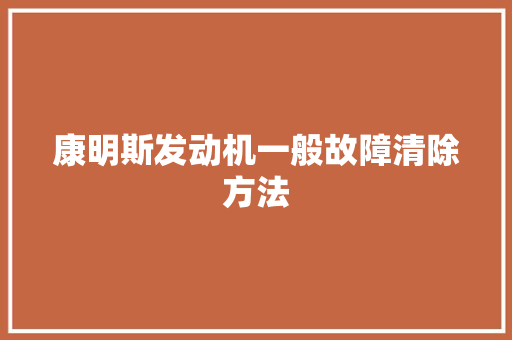 康明斯发动机一般故障清除方法