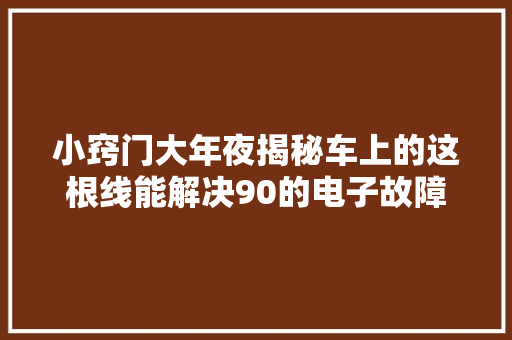 小窍门大年夜揭秘车上的这根线能解决90的电子故障