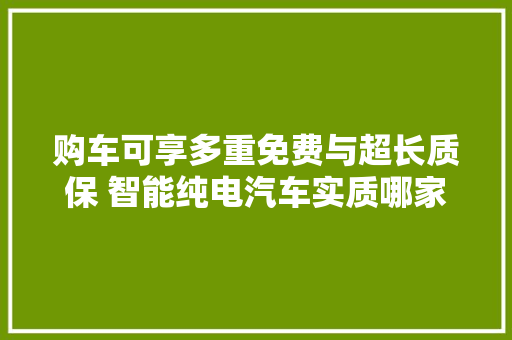 购车可享多重免费与超长质保 智能纯电汽车实质哪家强