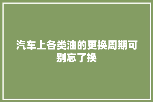 汽车上各类油的更换周期可别忘了换