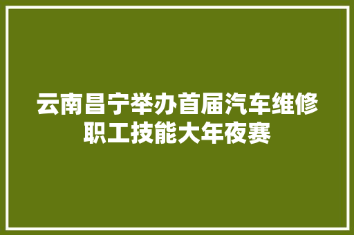 云南昌宁举办首届汽车维修职工技能大年夜赛