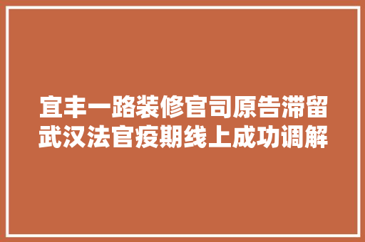 宜丰一路装修官司原告滞留武汉法官疫期线上成功调解结案