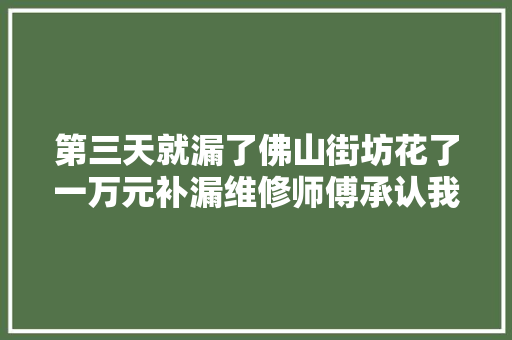 第三天就漏了佛山街坊花了一万元补漏维修师傅承认我无天资