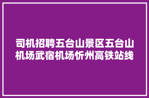 司机招聘五台山景区五台山机场武宿机场忻州高铁站线路