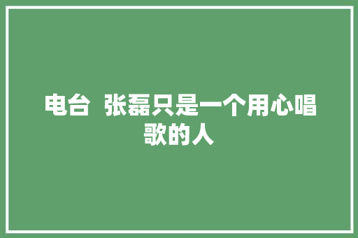 电台  张磊只是一个用心唱歌的人