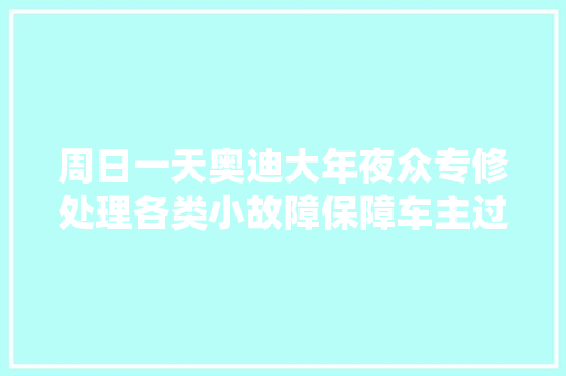周日一天奥迪大年夜众专修处理各类小故障保障车主过年安然用车
