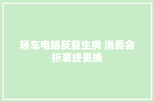 轿车电脑反复生病 消委会折衷终更换