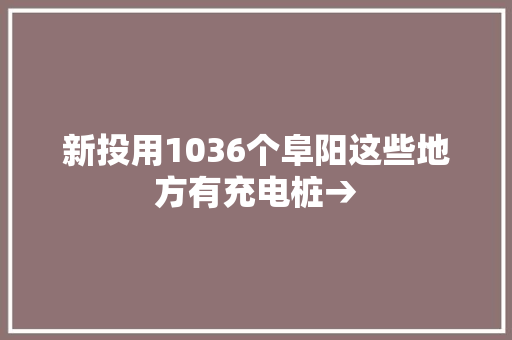 新投用1036个阜阳这些地方有充电桩→