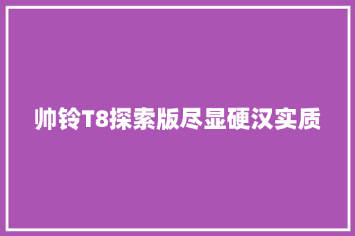 帅铃T8探索版尽显硬汉实质