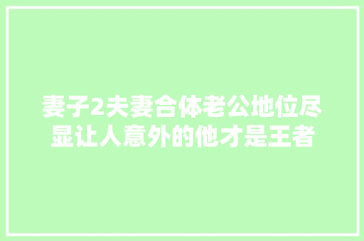 妻子2夫妻合体老公地位尽显让人意外的他才是王者
