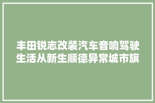 丰田锐志改装汽车音响驾驶生活从新生顺德异常城市旗舰店