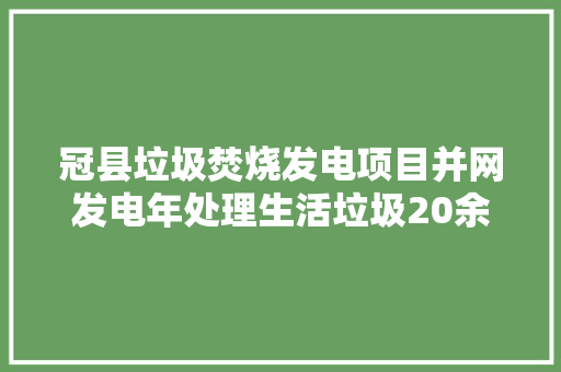冠县垃圾焚烧发电项目并网发电年处理生活垃圾20余万吨年节约5万吨煤
