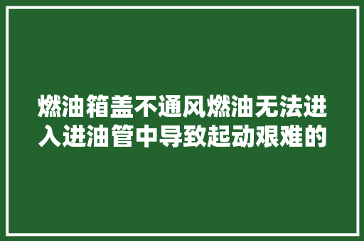 燃油箱盖不通风燃油无法进入进油管中导致起动艰难的故障案例 汽车知识