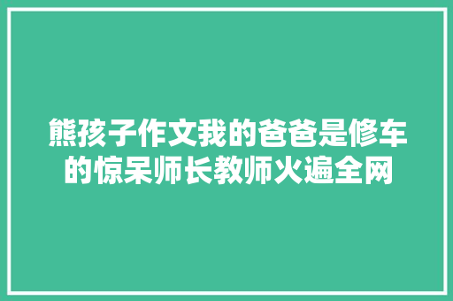 熊孩子作文我的爸爸是修车的惊呆师长教师火遍全网