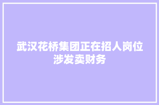 武汉花桥集团正在招人岗位涉发卖财务