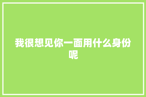 我很想见你一面用什么身份呢 休闲娱乐