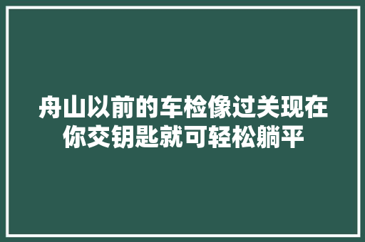 舟山以前的车检像过关现在你交钥匙就可轻松躺平