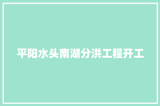 平阳水头南湖分洪工程开工