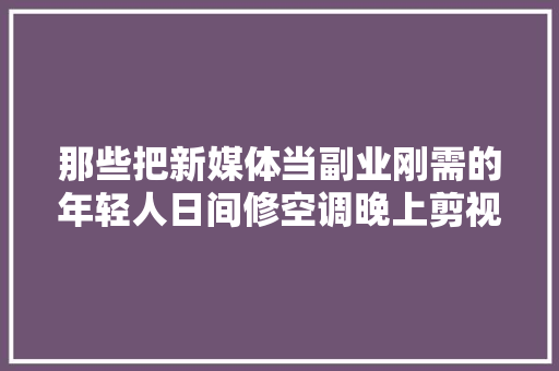 那些把新媒体当副业刚需的年轻人日间修空调晚上剪视频