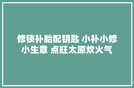 修锁补胎配钥匙 小补小修小生意 点旺太原炊火气