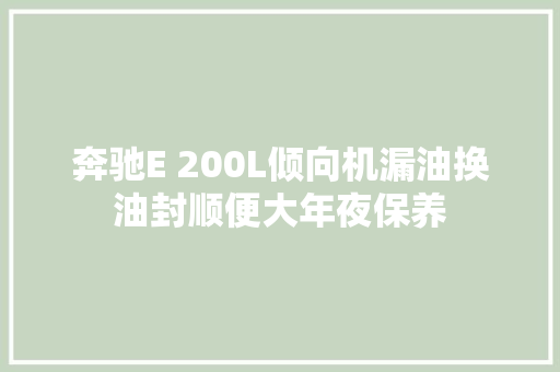奔驰E 200L倾向机漏油换油封顺便大年夜保养