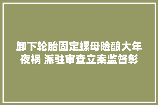 卸下轮胎固定螺母险酿大年夜祸 派驻审查立案监督彰显担当