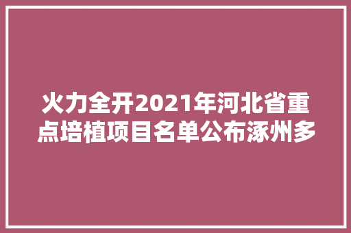火力全开2021年河北省重点培植项目名单公布涿州多个项目上榜↓