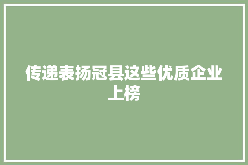 传递表扬冠县这些优质企业上榜
