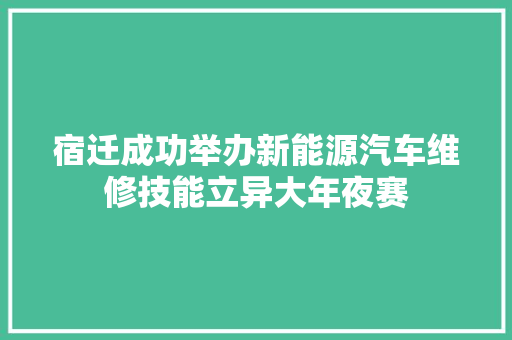 宿迁成功举办新能源汽车维修技能立异大年夜赛