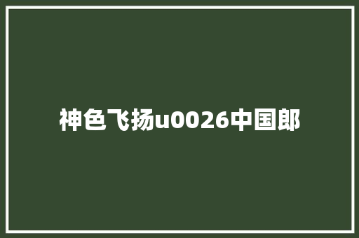 神色飞扬u0026中国郎  第1张