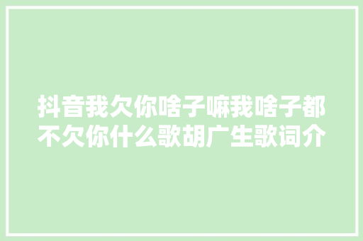 抖音我欠你啥子嘛我啥子都不欠你什么歌胡广生歌词介绍