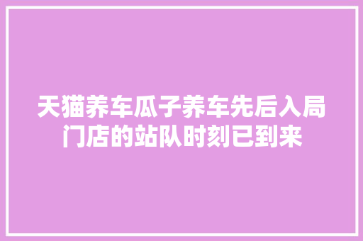 天猫养车瓜子养车先后入局门店的站队时刻已到来