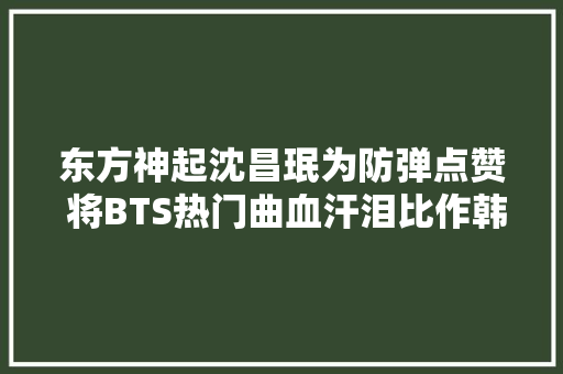 东方神起沈昌珉为防弹点赞 将BTS热门曲血汗泪比作韩国人的汤饭