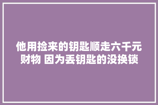 他用捡来的钥匙顺走六千元财物 因为丢钥匙的没换锁