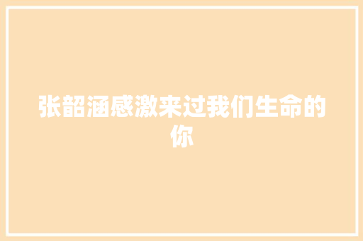 张韶涵感激来过我们生命的你