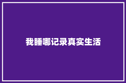 我睡哪记录真实生活
