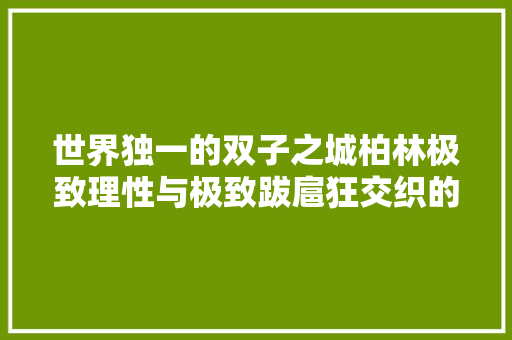 世界独一的双子之城柏林极致理性与极致跋扈狂交织的瑰异剧本