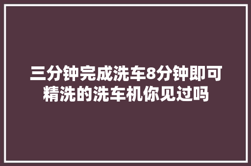 三分钟完成洗车8分钟即可精洗的洗车机你见过吗