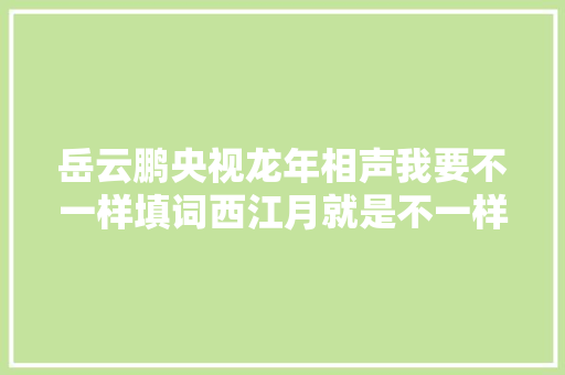 岳云鹏央视龙年相声我要不一样填词西江月就是不一样
