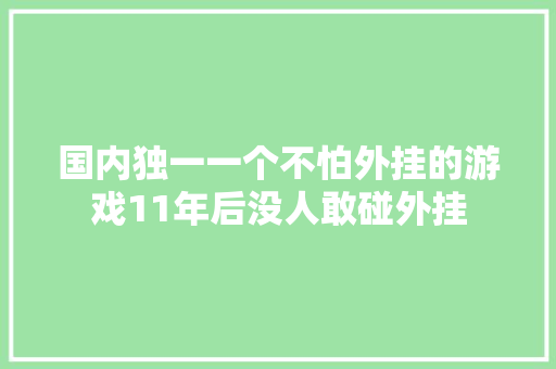 国内独一一个不怕外挂的游戏11年后没人敢碰外挂