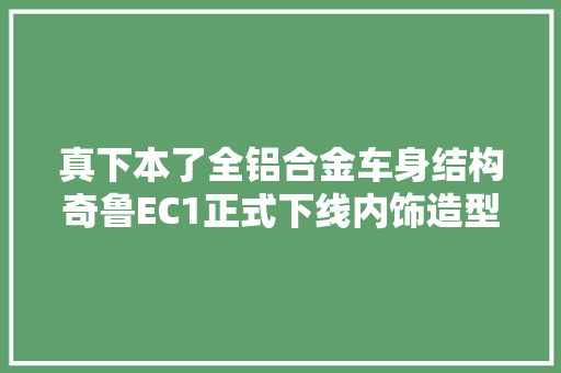 真下本了全铝合金车身结构奇鲁EC1正式下线内饰造型成亮点