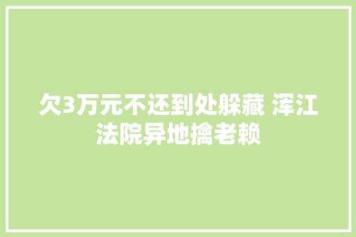 欠3万元不还到处躲藏 浑江法院异地擒老赖